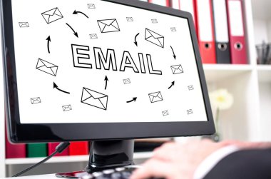 E-posta kavramı bir bilgisayar ekranında