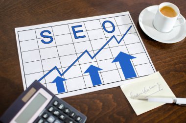 Bir kağıt üzerinde SEO kavramı