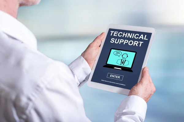Technical support concept on a tablet