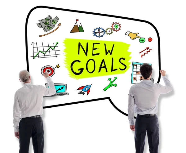 New goals concept drawn by businessmen — Stock Photo, Image