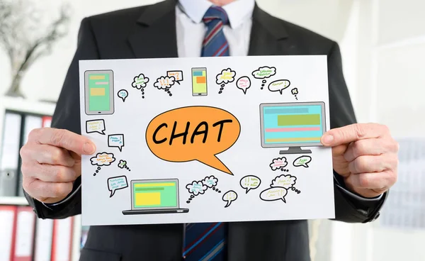 Chat concept shown by a businessman — Stock Photo, Image