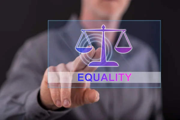 Man vidrör en jämställdhet koncept på en pekskärm — Stockfoto