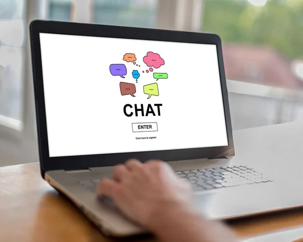 Chat concept on a laptop — Stock Photo, Image