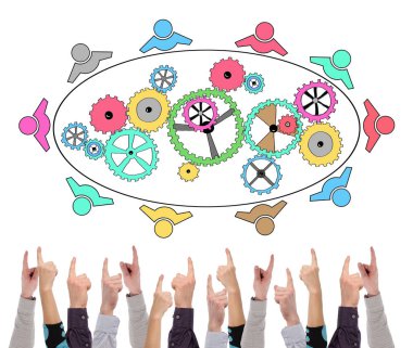 Ekip çalışması kavramı tarafından birkaç parmak işaret