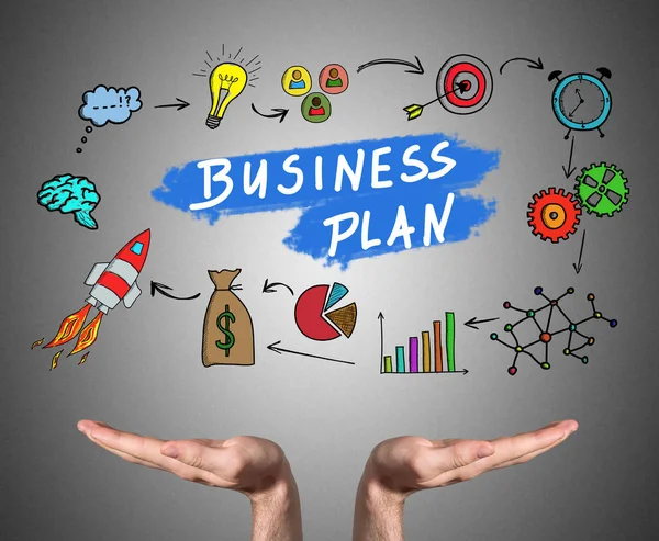 Businessplan-Konzept mit offenen Händen — Stockfoto