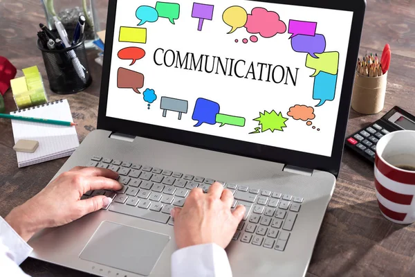 Communication concept on a laptop screen — Stock Photo, Image
