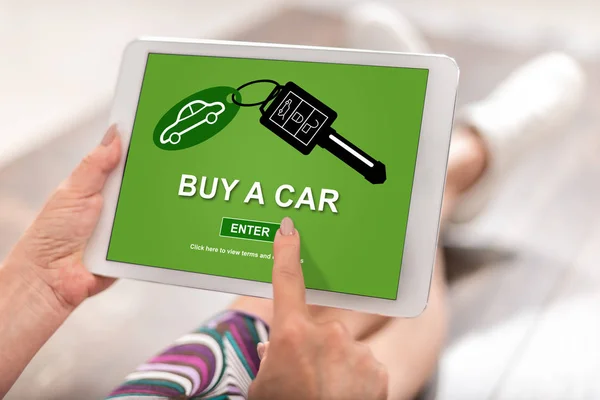 Concept de vente de voiture sur une tablette — Photo