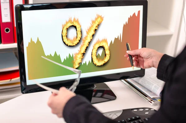 Interest rates concept on a computer monitor — Stock Photo, Image