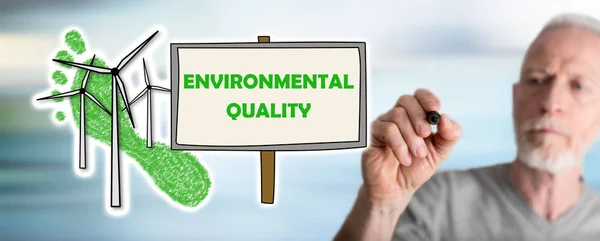 Man drawing environmental quality concept — Stock Photo, Image