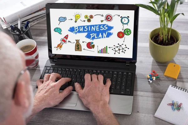Business plan concept on a laptop screen — Stock Photo, Image