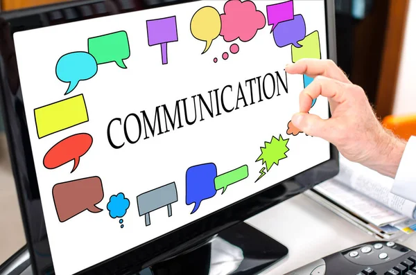 Communication concept on a computer monitor — Stock Photo, Image