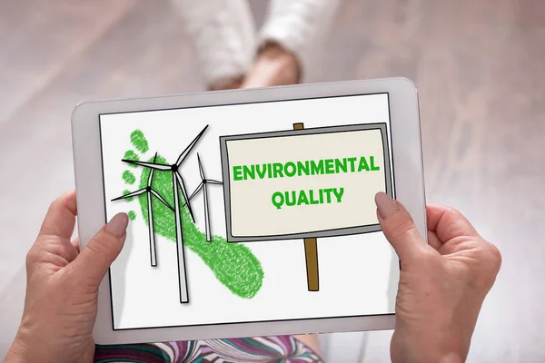 Concepto de calidad ambiental en una tableta — Foto de Stock