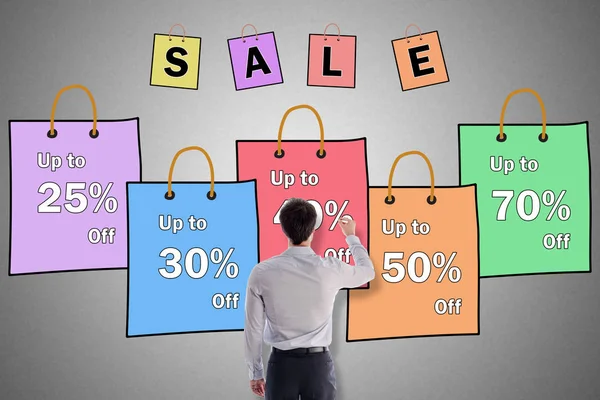 Sale concept drawn by a man — Stock Photo, Image