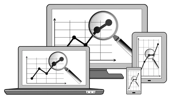 Analyse bedrijfsconcept op verschillende apparaten — Stockfoto