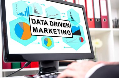 Data driven marketing concept on a computer screen clipart
