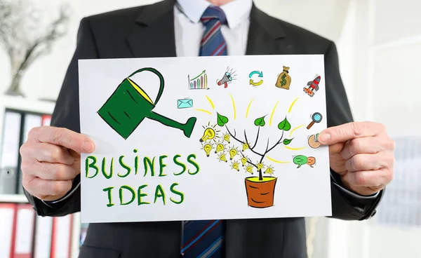 Концепция бизнес-идей, представленная бизнесменом — стоковое фото