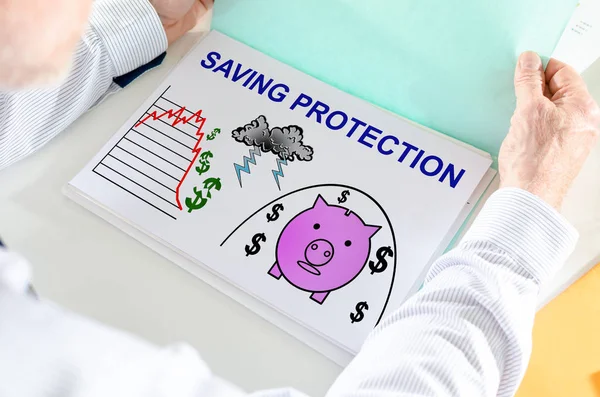 Saving protection concept on a paper — Stock Photo, Image