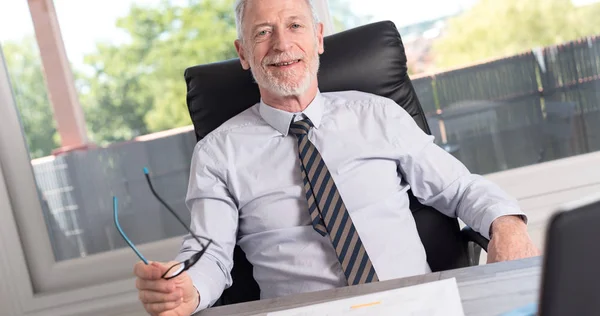 Portret van een glimlachende volwassen zakenman — Stockfoto