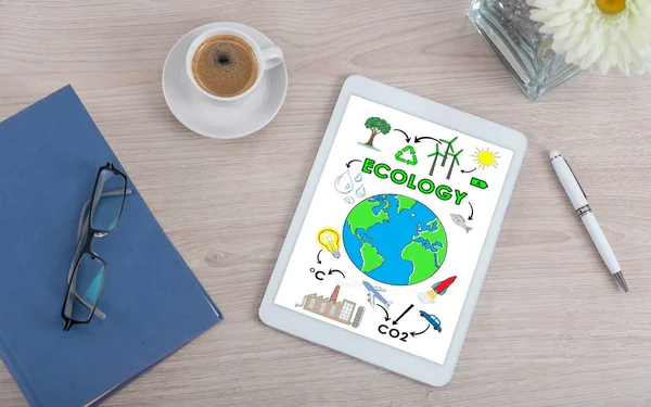 Ecology concept on a digital tablet