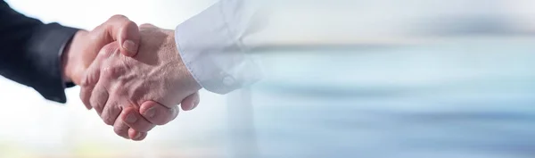 Two men shaking hands in office — Stock Photo, Image