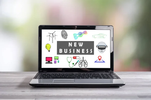 Új üzleti koncepció a laptop képernyőjén — Stock Fotó