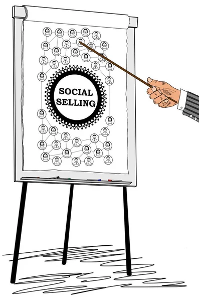 Concetto di vendita sociale disegnato su un flipchart — Foto Stock