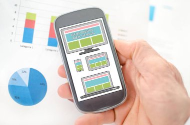 Bir smartphone cep telefonu ile duyarlı tasarım konsepti