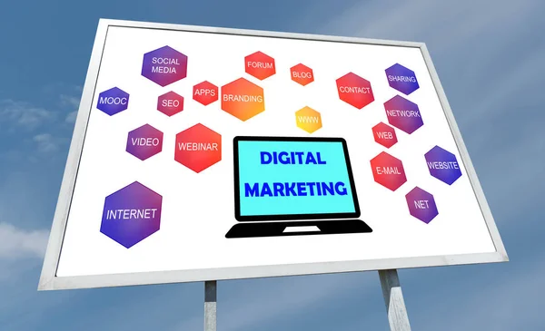 Digitale marketingconcept op een billboard — Stockfoto