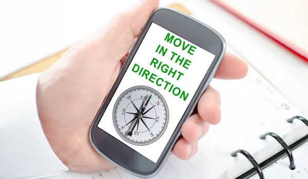 Right direction concept on a smartphone