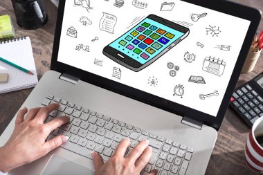 Apps konsept dizüstü bilgisayar ekranında