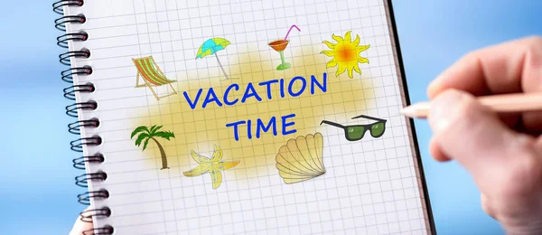 Vacation time concept on a notepad — Stock Photo, Image