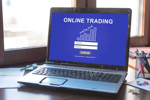 Conceito de negociação on-line em uma tela de laptop — Fotografia de Stock