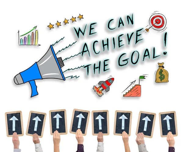 Goal achievement concept on a whiteboard — Stock Photo, Image