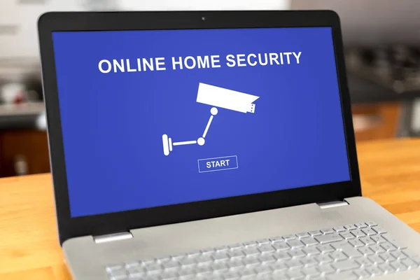 Online otthoni biztonsági koncepció egy laptop — Stock Fotó