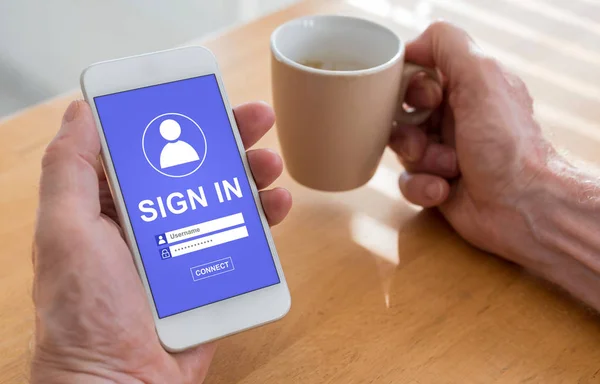 Inloggen concept op een smartphone — Stockfoto