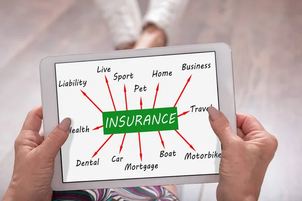 Conceito de seguro em um tablet — Fotografia de Stock