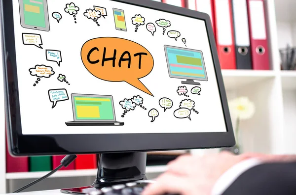 Chat concept on a computer screen — Stock Photo, Image