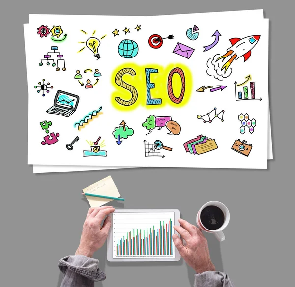 Seo concept posizionato su una scrivania — Foto Stock