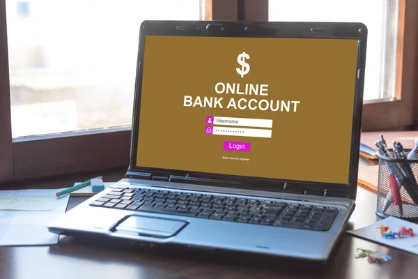 Online bank account concept on a laptop screen — Stock Photo, Image