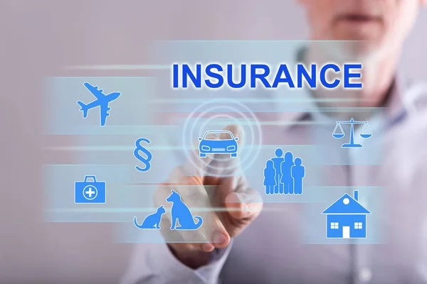 Man touching an insurance concept on a touch screen — Stock Photo, Image