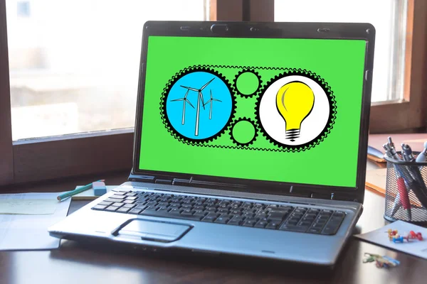 Ren energikoncept på en laptop skärm — Stockfoto