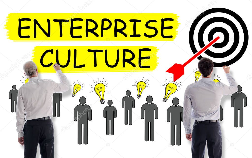 Enterprise culture concept drawn by businessmen