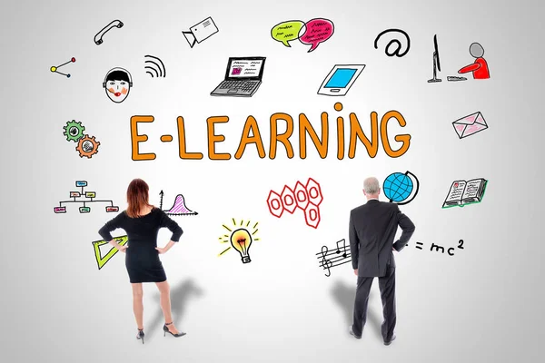 Conceito de e-learning assistido por empresários — Fotografia de Stock