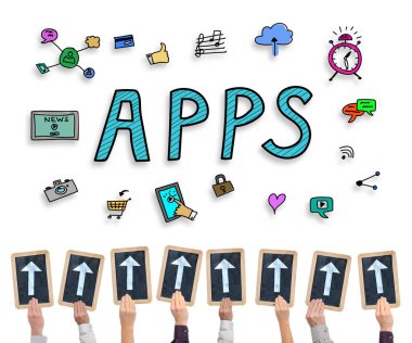 Bir beyaz tahta üzerinde Apps kavramı
