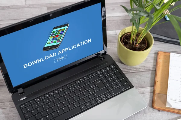 Download application concept on a laptop