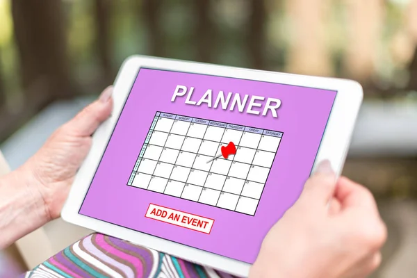 Event adding on planner concept on a tablet