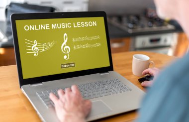 Online müzik ders konsepti bir laptop