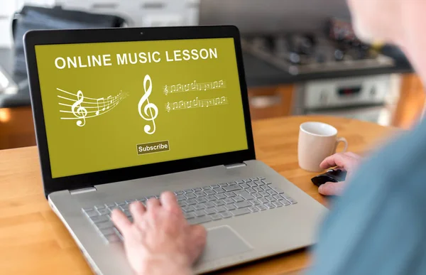 Online music lesson concept on a laptop