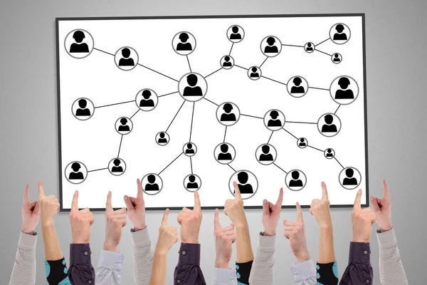 Conceito de rede social em um quadro branco — Fotografia de Stock