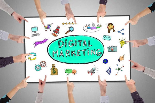 Digitale marketingconcept op een whiteboard — Stockfoto